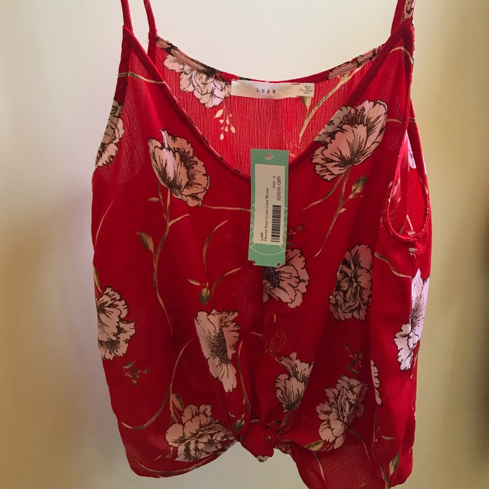 Lush Devon Knot Front Cami Blouse